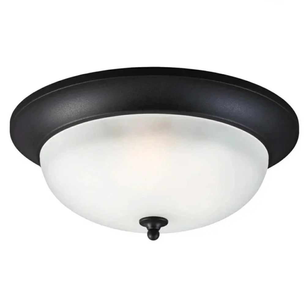 Seagull 7827403BLE-12 3-Light Outdoor Ceiling Flush Mount Black Modern